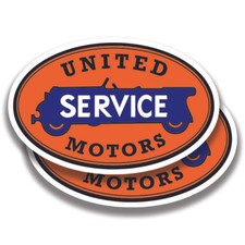 UNITED MOTORS SERVICE DECALs 2 Stickers Bogo Vintage Car Window Bumper 4x4 Truck