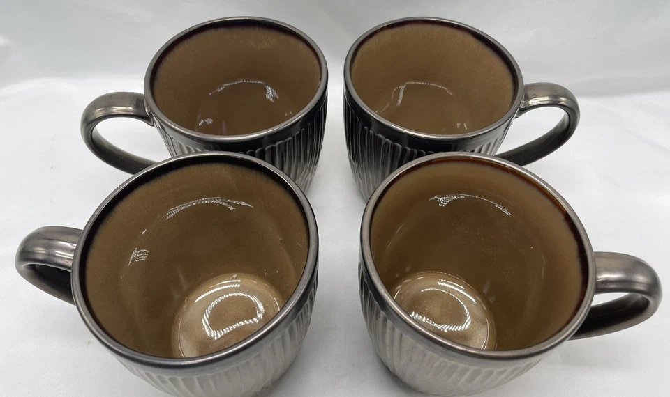 Lot 4 CUISINART Stoneware Anais Collection Coffee Mugs Brown Bronze CDST1-S4G3 - Image 3 of 4