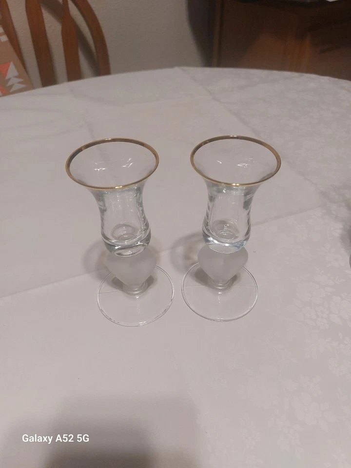 天体心形金边芽花瓶和匹配烛台。 全新 — 第 4/4 张图片