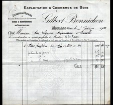 MOULINS-SUR-ALLIER (03) SCIERIE EXPLOITATION FORESTIERE "Gilbert BONNICHON" 1921