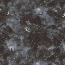 BTY Dear Stella Moonflower STELLAR Black Print 100% Cotton Quilt Fabric by Yard