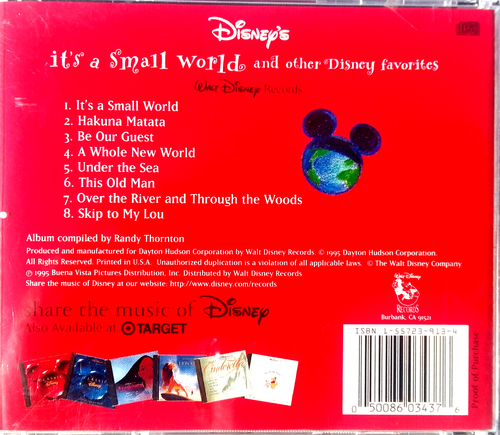 DISNEYLAND - It's A Small World and Other Disney Favorites - Audio 1995 CD - Picture 2 of 4