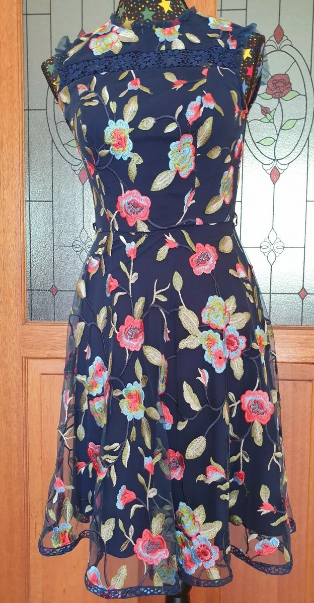 Navy blue flowered dress sales