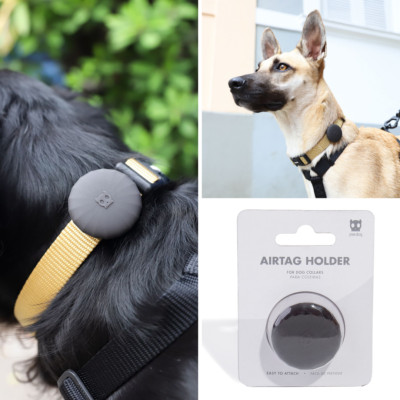 Apple AirTag Dog Collar Black Holder   Protective Anti-Lost Case - Zee.Dog