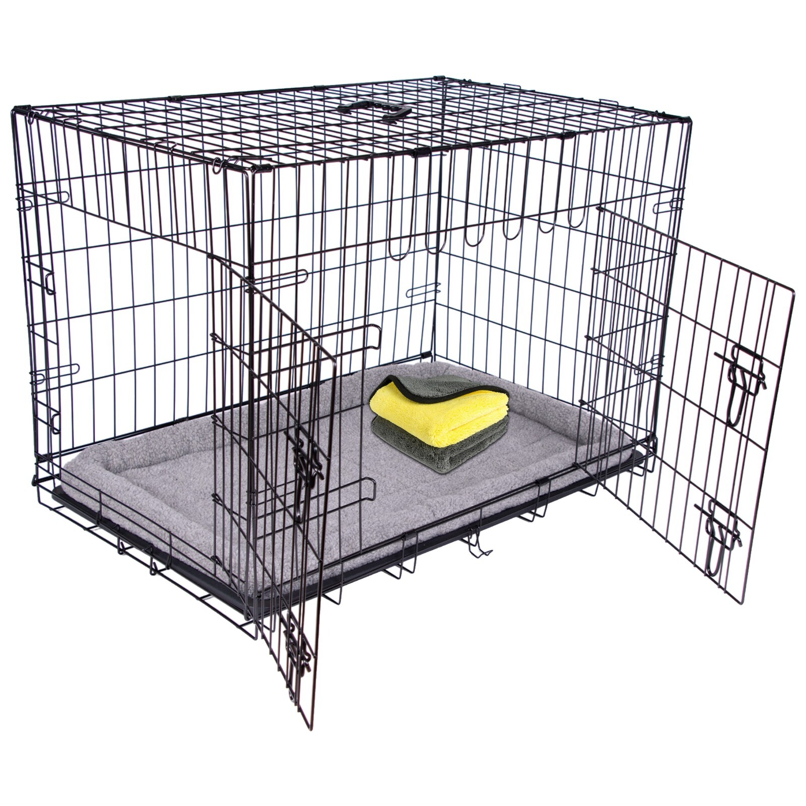 Pretty Pooch Dog Carrier Crate Foldable Training Cage Puppy XL 42"" & 2 x Cloths