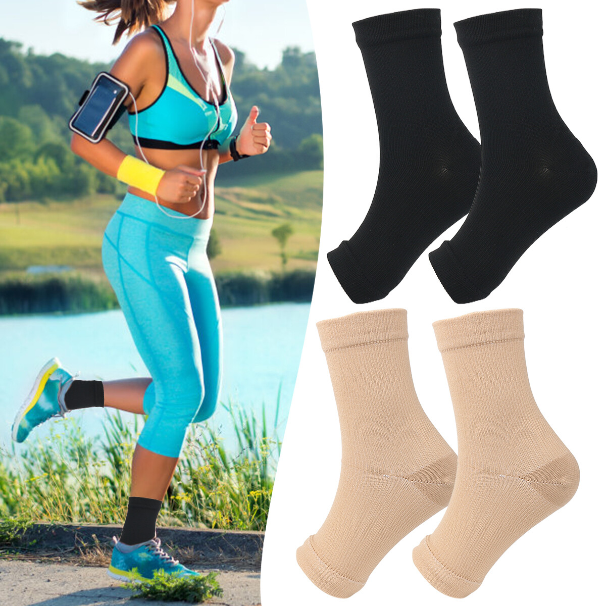 Compression Sports Socks Ankle Support Varicose Veins Prevent Pain