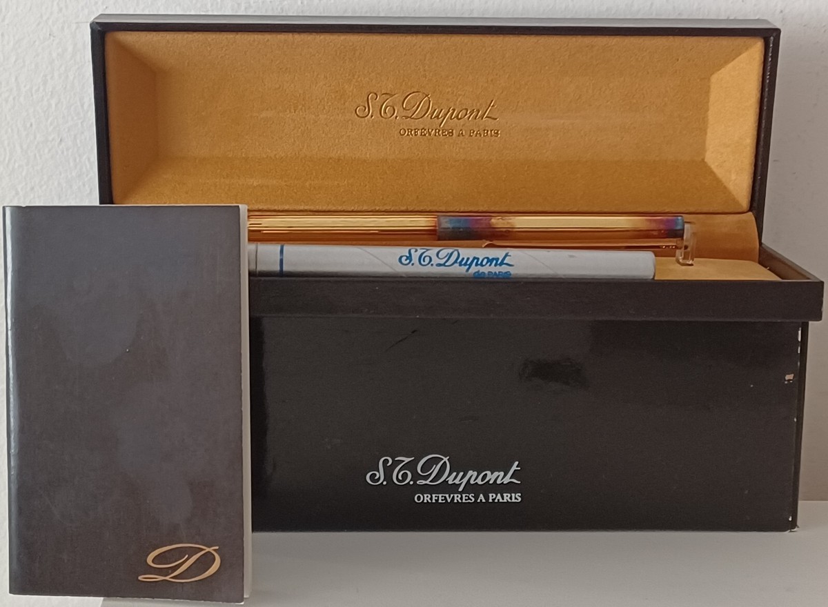 VINTAGE S.T. DUPONT ORFEVRES A PARIS GOLD BALLPOINT PEN IN CASE +