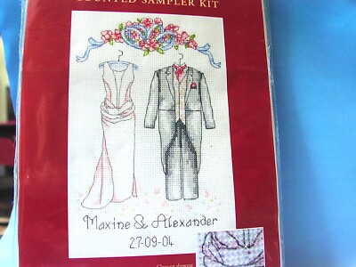 Wedding Sampler Complete Cross Stitch Kit Bride and Groom Clothes by Anchor