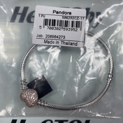 NEW Authentic PANDORA Rose Gold Sil CZ Pave Heart Clasp Charm
