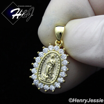 Ciondolo Vergine Maria 3D Placcato Oro 14K Su Argento 925 Con Zirconi - H&J Jewelry - Foto 3