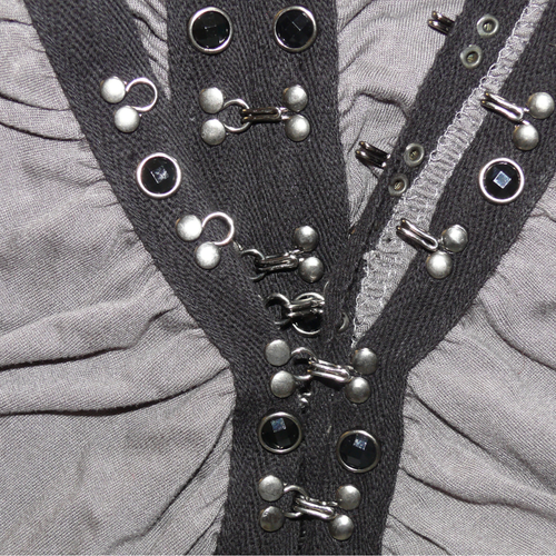 Soul Revival Top Gray Studded Hook Eye 3/4 Sleeves Adjustable Size Medium - Picture 9 of 9