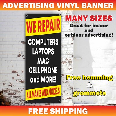Laptop Computer Repair Cell Phones Advertising Banner Vinyl Sign Service Console
