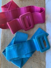 SET 2 - Pink Blue Fabric Belt Square Fabric Covered Metal Buckle FREE SHIPPING