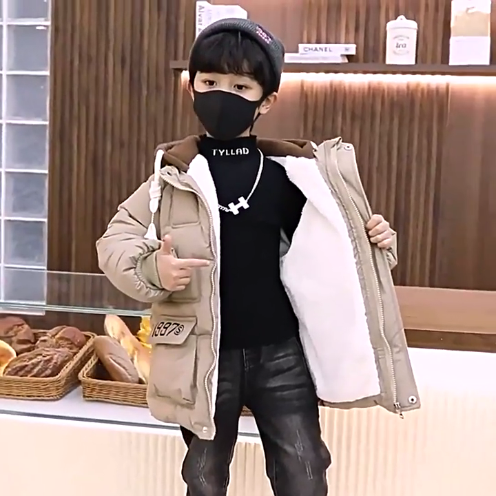 Kids Autumn Winter Boys Jacket Warm No-wash Fashion Coat Hooded Zipper ...