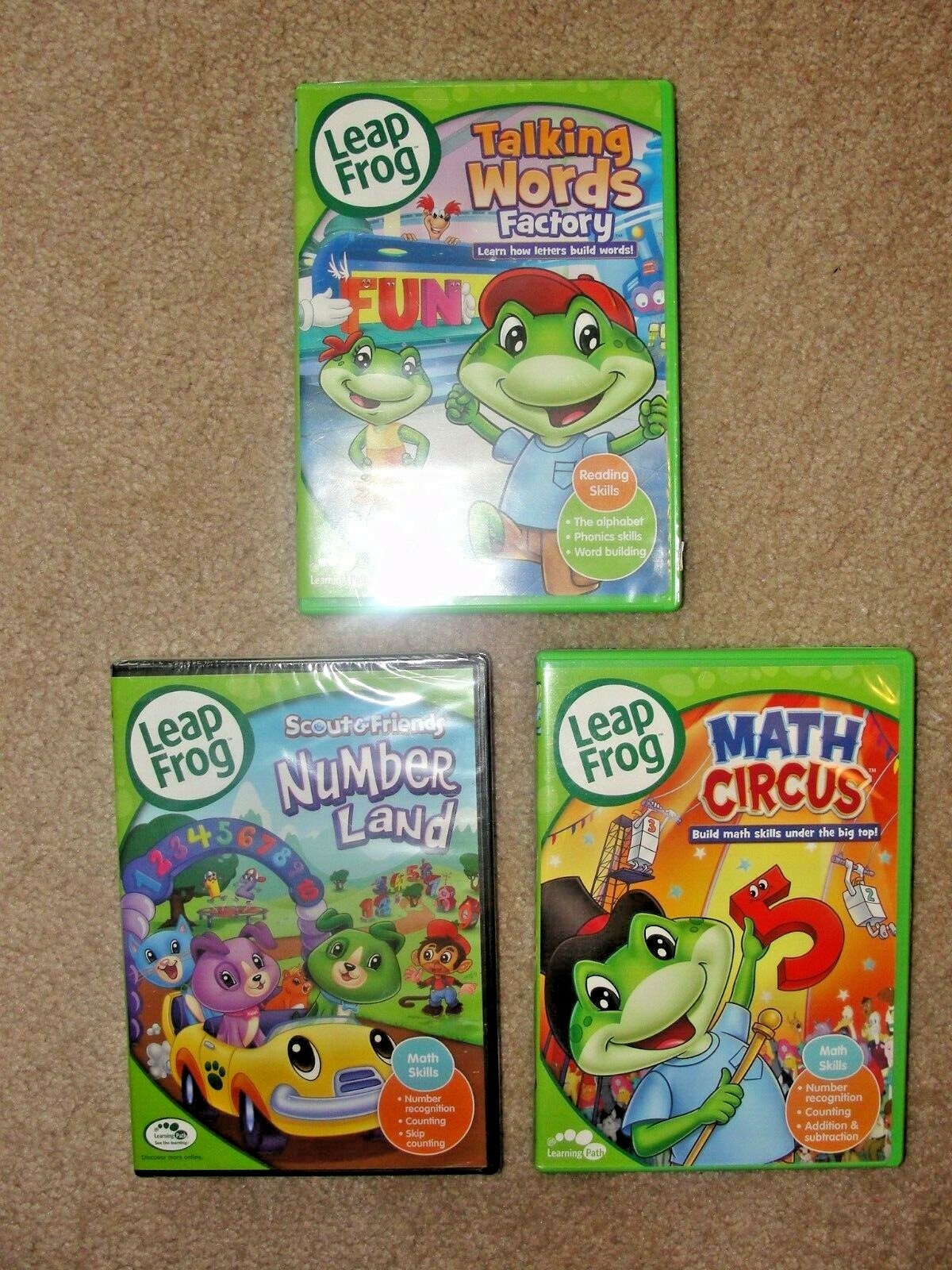 Leap Frog Lot of 3 Learning DVDs READING Skills & MATH Skills | eBay