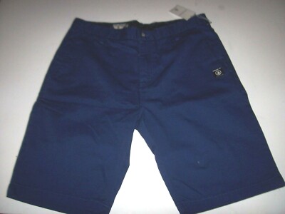 NEW VOLCOM  sz 32 khaki chino walk skate shorts VMONTY modern fit blue