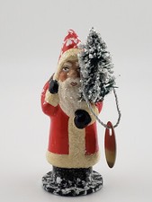 Schaller Paper Mache Candy Container Santa Red Coat and Tree 1007
