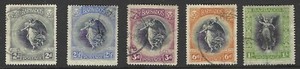 Barbados, 1920, Scott #143-145, 147-148, Used