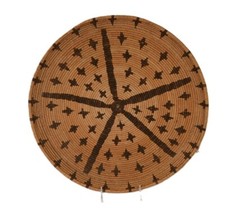 Antique Apache Star Basket Winnowing Tray ca 1900  1.25" H x 17" D