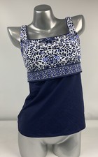 Lands End Tankini Top 8 Blue Floral Adjustable straps Build in Bra Underwire