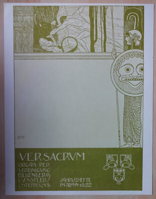 Gustav Klimt Jugendstil Druck ''Titelblatt für VER SACRUM''   31,5 x 23,5 cm