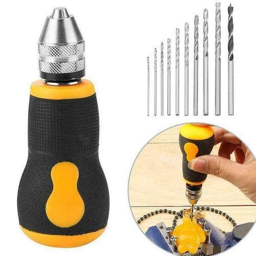 Micro Mini Portable Small Hand Drill + 10pcs Drill Set Tool Hot Bits Q5Y4 - Picture 3 of 12