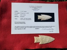 Native American Missouri Hardin Arrowhead Point COA