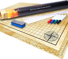 36" X48" Large DND Map | Dry Erase Battle Map | Double-Sided with Grids & Hexes