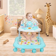 Baby Walkers Foldable with Non-Slip Support Pad Wheels Adjustable Heights 6 mos+