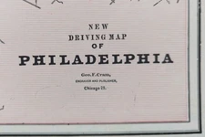 Vintage 1887 PHILADELPHIA PENNSYLVANIA Map 22"x14" ~ Old Antique Original TACONY