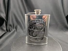Vintage Islay Mist Scotch Whisky Hip Flask Canada Moose Pewter Emblem