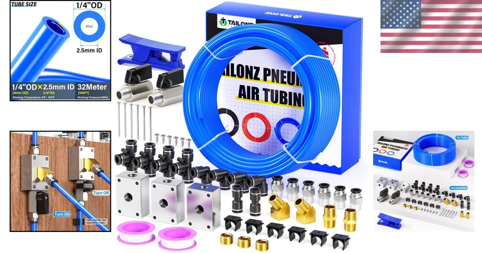 Flexible PU Air Hose Kit 100ft 1/4" OD - Image 2 of 4