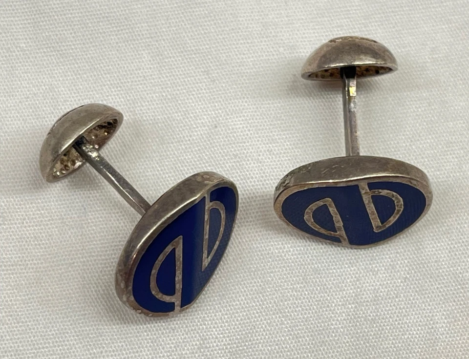 Gemelos Pierre Cardin Vintage Años 60 Mod MCM Esmalte Esterlina y Azul Hechos en España Foto 2 de 4