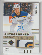 2024-25 Upper Deck Ultimate Zach Dean Rookie Patch Auto Debut Threads #018/199