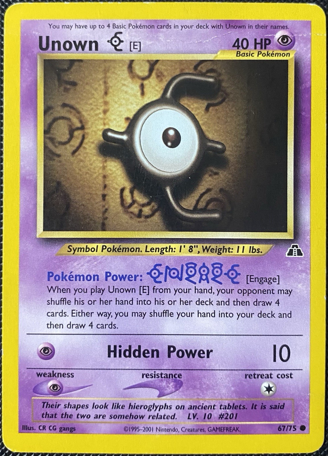Unown [E] 67/75 Neo Discovery Regular (See Photos) - Pokémon Card