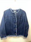 Coldwater Creek Frayed Edge Dark Denim Button-up Jacket Women’s PM Petite Medium