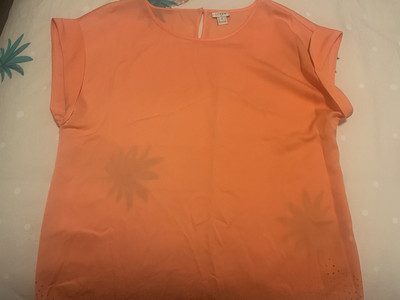 J.CREW Women's Peach Scalloped Hem Blouse with Cap Sleeves Size 6