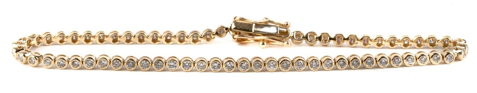 feines Tennisarmband mit 69 Brillanten aus 585 Gold - feiner Luxus 18 cm - Bild 2 von 4