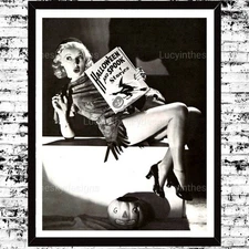 Vintage Halloween Pinup Sexy Retro Black White Art Print