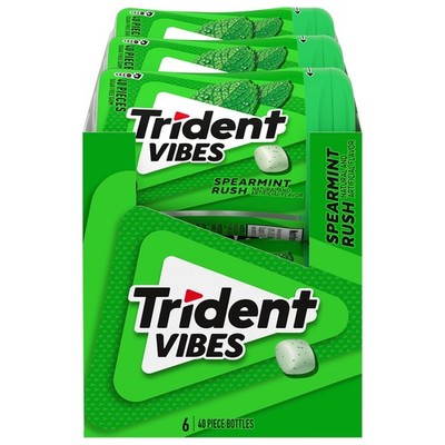 Trident Vibes Spearmint Rush Sugar-Free Chewing 40 Count (Pack of 6), Crunchy