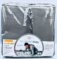 Breathable Baby Classic Breathable Mesh Crib Liner Gray New In Factory Package