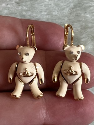 Vivienne Westwood Ohrringe goldfarben Emaille Teddybär Kugel