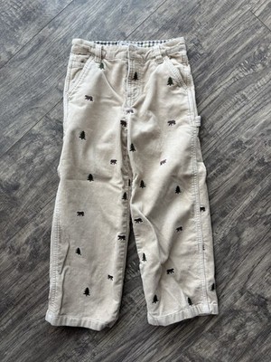 Best & Co Boys Size 5 Corduroy Pants Christmas Tree Bear Embroidered