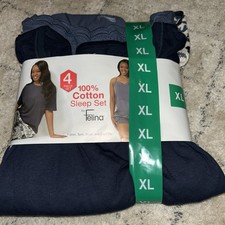 Felina 4-Piece Soft Cotton Sleep Set Pink White Stretch PJ Pajamas, XL 99