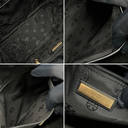 TORY BURCH Ella Mini Big Logo Tote Bag Black In good condition Women Bag From JP - Picture 8 of 12