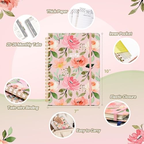 Planner 2025-2026 Planner Weekly and Monthly, Jul. 2025 – Jun. B5 Floral Pink - Bild 3 von 7
