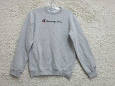 Champion Sweater Large Youth Gray Pullover Spell Out Logo Eco Sweatshirt Boys YL