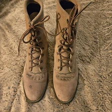 Laredo Brown Leather Lace Up Cowboy Boots Womens Size 7.5