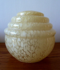 Vintage Yellow Mottled Glass Ceiling Light Shade Art Deco Style - 12cm high