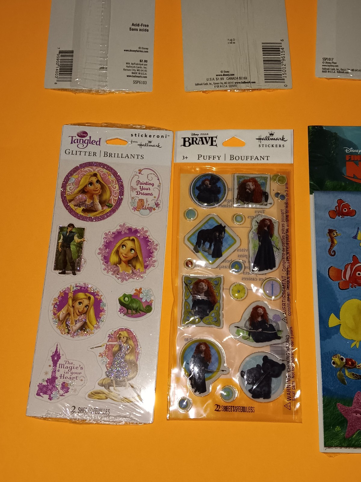 Disney Stickers Toy Story Princess Nemo Etc. Lot Of 8 Packs 2 Sheets Each